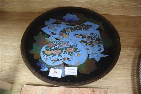 A Japanese cloisonne enamel dish and Canton enamel wares, 18th / 19th century